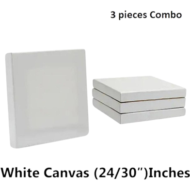 3 Pieces Combo of 24/30 Inches Drawing Canvas –White image