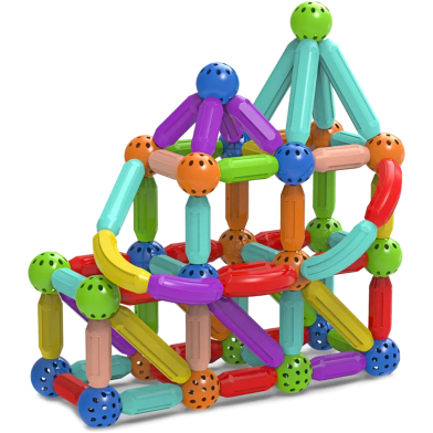 42 Piese Magnetic Blocks Sticks Multicolor image