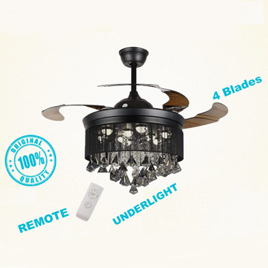 Yamada 42 Inch Chandelier 521B Model 4 Blades Ceiling Fan (Under Light, Invisible Blades, Remote Control) image