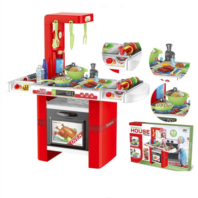 43Pcs Barbecue Kitchen Set Simulation Pretend Play Set Bbq Tableware With Light Music Real And Water Birthday Gift For Child image