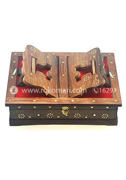 Wooden Rehal Box - Golden Flower Design Box image