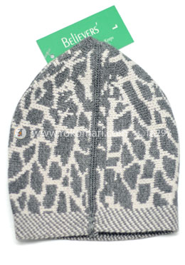 Believers'Muslim Prayer Cap Dry Leaf Design -01 Pcs (White and Grey Color) image