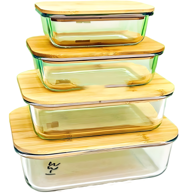 4 Pcs Oven Proof Glass Food Container Set BS003 image