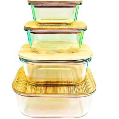4 Pcs Oven Proof Glass Food Container Set BS002 image