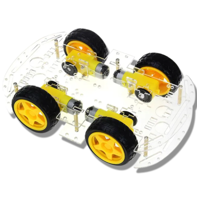 4 Wheel Robot Car Chassis Complete Set Big DC 3-6V Gear Motor Smart Car Robot Plastic Tire Wheel For Arduino Robotics image