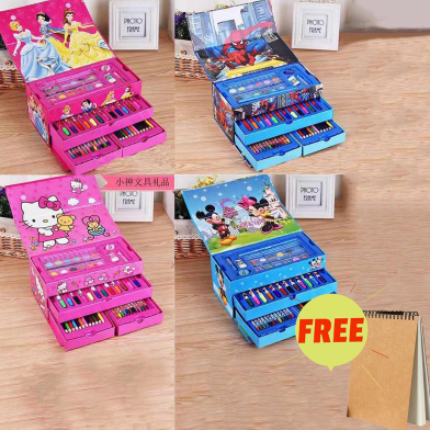 54 - Pieces Drawing Art Set in Paper Card Box for Kids - Free Handmade Drawing Pad A5 Size 20 Pages image