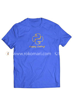 Python Happy Coding T-Shirt - Royal Blue Color (XL) image