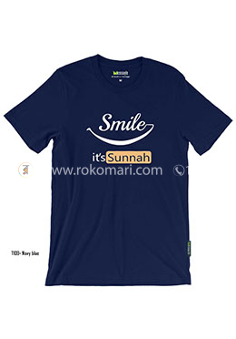 Smile It's Sunnah T-Shirt - M Size (Navy Blue Color) image