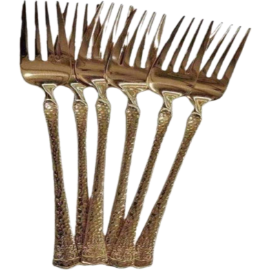 6 Pcs 8 inch Stainless Steel Golden Dinner Fork Set image