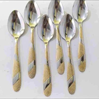6 Pcs Steel Spoon Set: Multi-Design 6-Inch Long Spoons For Your Kitchen image
