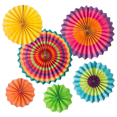 6 in 1 Paper Fan Flowerpaper Hanging For Happy Birthday Party image