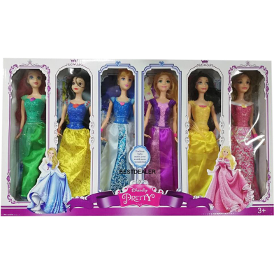 6 pcs Barbie Princess Doll set with Beautiful princess dress 30 cm doll image