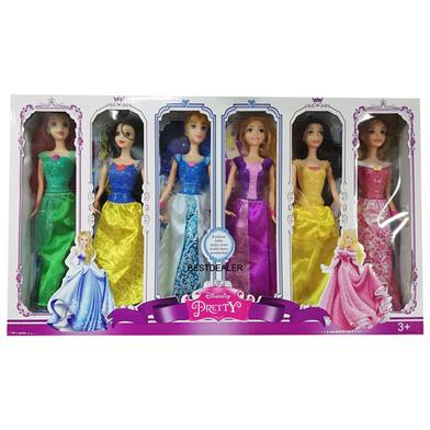 6 pcs Barbie Princess Doll set with Beautiful princess dress 30 cm doll image