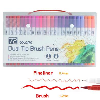 GC 72 Colors Dual Tip Brush Pens Highlighter 72 Art Markers 0.4mm Fine  liners