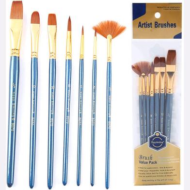 Paint Brush Set and 1 Pieces Artist Color Round Palette- 7 Pcs image