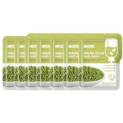 7pcs Mung Bean Face Cleansing Mud Peeling Acne Blackhead Treatment Mask Remover Contractive Pore Whitening Hydrating Care - Face Mask - Face Mask image
