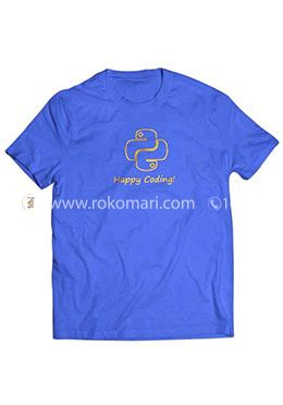 Python Happy Coding T-Shirt - Royal Blue Color (L) image