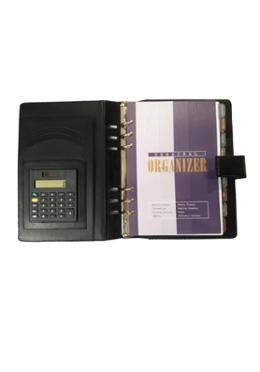 Hearts Organizer Artificial  Leather Notebook with Calculator-Black