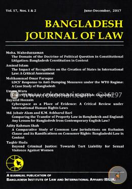 Bangaldesh Journal Of Law (June-December 2017) (Vol 17) image