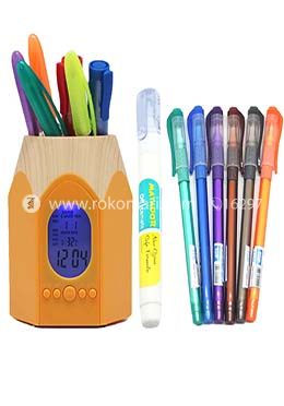 Pen Holder With Clock and Ball Pen (Collection) image