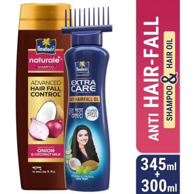 ANTI HAIR-FALL BUNDLE - Parachute Anti Hairfall Oil Extra Care 300ml (Root Applier) and Parachute Naturale Shampoo Advanced Hair Fall Control 345ml image