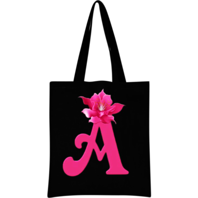 A Alphabet Flower Canvas Tote Shoulder Bag With Zipper image