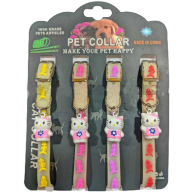 Adjustable Glowing Radium Cat Collar With Doll Shape Bell image