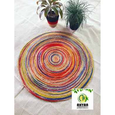 Ahyan Handicraft 1 Pcs Regular Jute Round Floor Mat/Rug (3 feet) with 3 Pcs Planter Basket Set Combo image