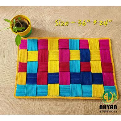 Ahyan Handicraft Colorful Jute Square Floor/Door Mat image