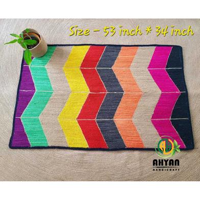 Ahyan Handicraft Colorful Jute Square Floor Mat/Rug image