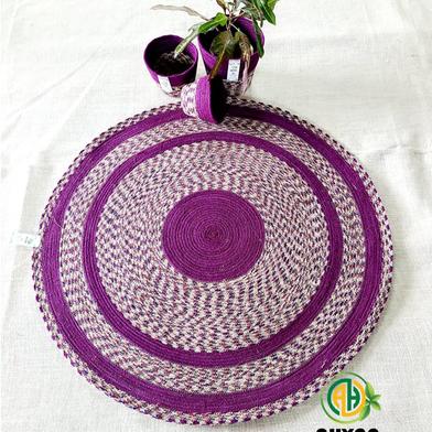 Ahyan Handicraft Colorful Printed Jute Floor Mat/Rug image
