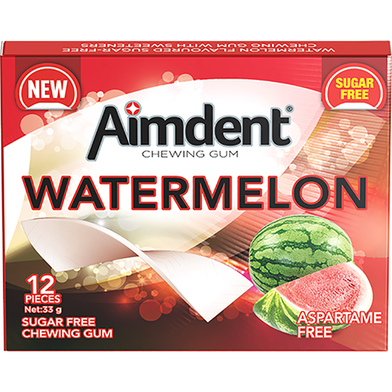 Aimdent Watermelon Sugar Free Chewing Gum - 12 Pcs image