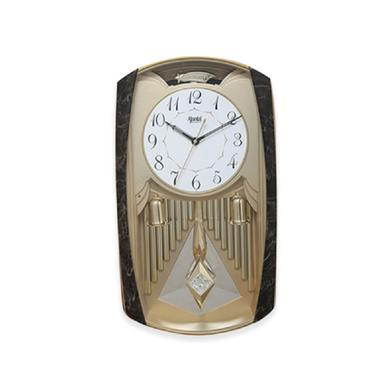 Ajanta Classic Musical Pendulum Quartz Wall Clock with Decorative Diamonds – 3227 – Golden image