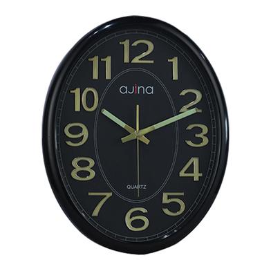 Ajina Tune Oval Wall Clock With Digit Black image
