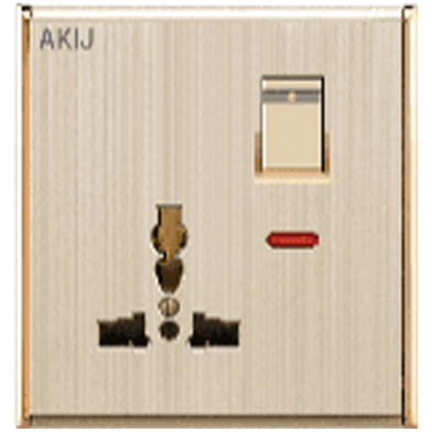 Akij Aura 3 Pin Universal Socket with Switch 13A image