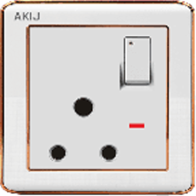 Akij Delight 3 Pin Round Socket With Switch 15A image