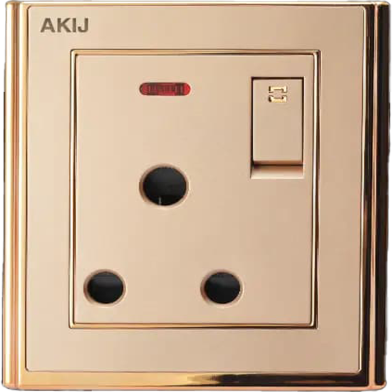 Akij Innova 3 Pin Round Socket With Switch 15A image