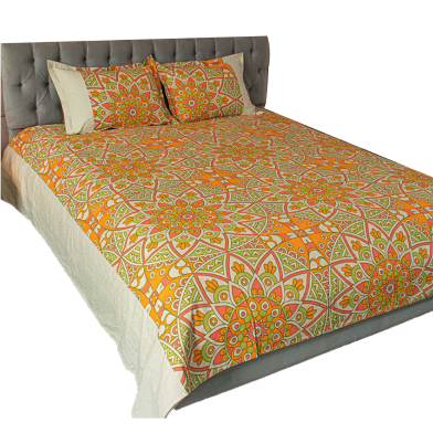 Allora Alpana Print Bedsheet - Orange image