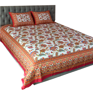 Allora Blossom Dreams Print Bed Sheet – Persian Red image