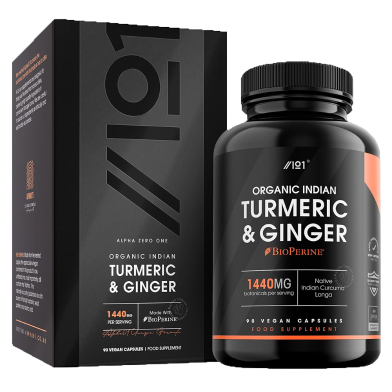 Alpha01 Organic Turmeric And Ginger 1440 mg With BioPerine - 90 Vegan Capsules image