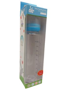 Alpha Baby Feeding Bottle with Soft Silicone Nipple 240ml (Glass) - Blue image