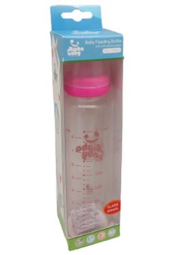 Alpha Baby Feeding Bottle with Soft Silicone Nipple 240ml (Glass) - Pink image