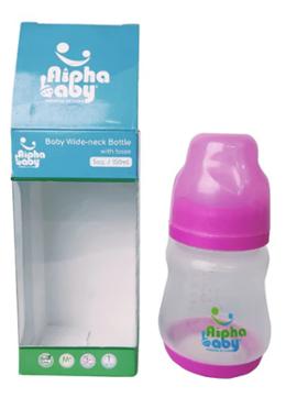 Alpha Baby Wide-Neck Baby Feeding Bottle 150ml (Pink) image