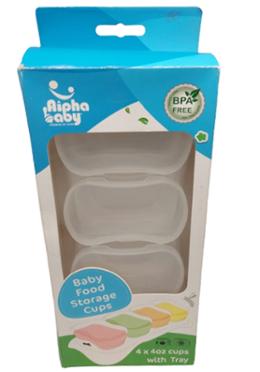 Alpha Baby food storage cups (4pcs Pack) White image