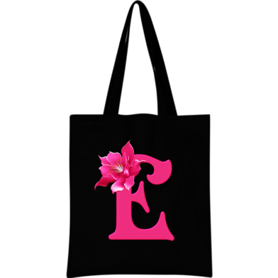 Alphabet Flower Canvas Tote Shoulder Bag With Zipper image