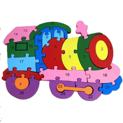 Alphabet and Number Wooden Jigsaw Puzzle - Train image