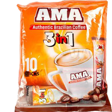 Ama 3 In 1 Authentic Brazilian Coffee Pouch Pack 10 Sticks 150 gm image