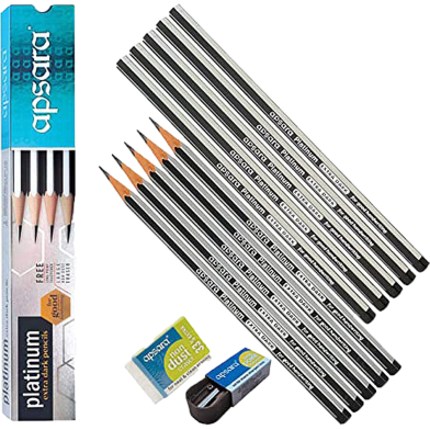 Apsara Platinum Extra Dark 2B Pencil FREE Sharpener and Eraser image
