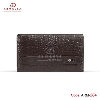 Armadea Crocodile Shape Ladies Clutch Bag with More Pocket Chocolate image