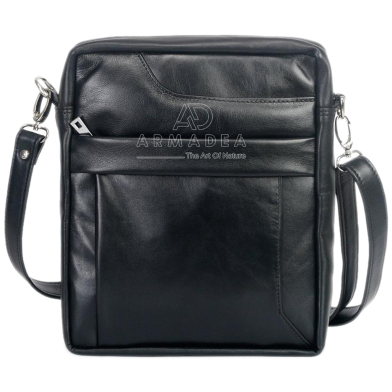 Armadea Genuine Leather Messenger Bag For Men Black image